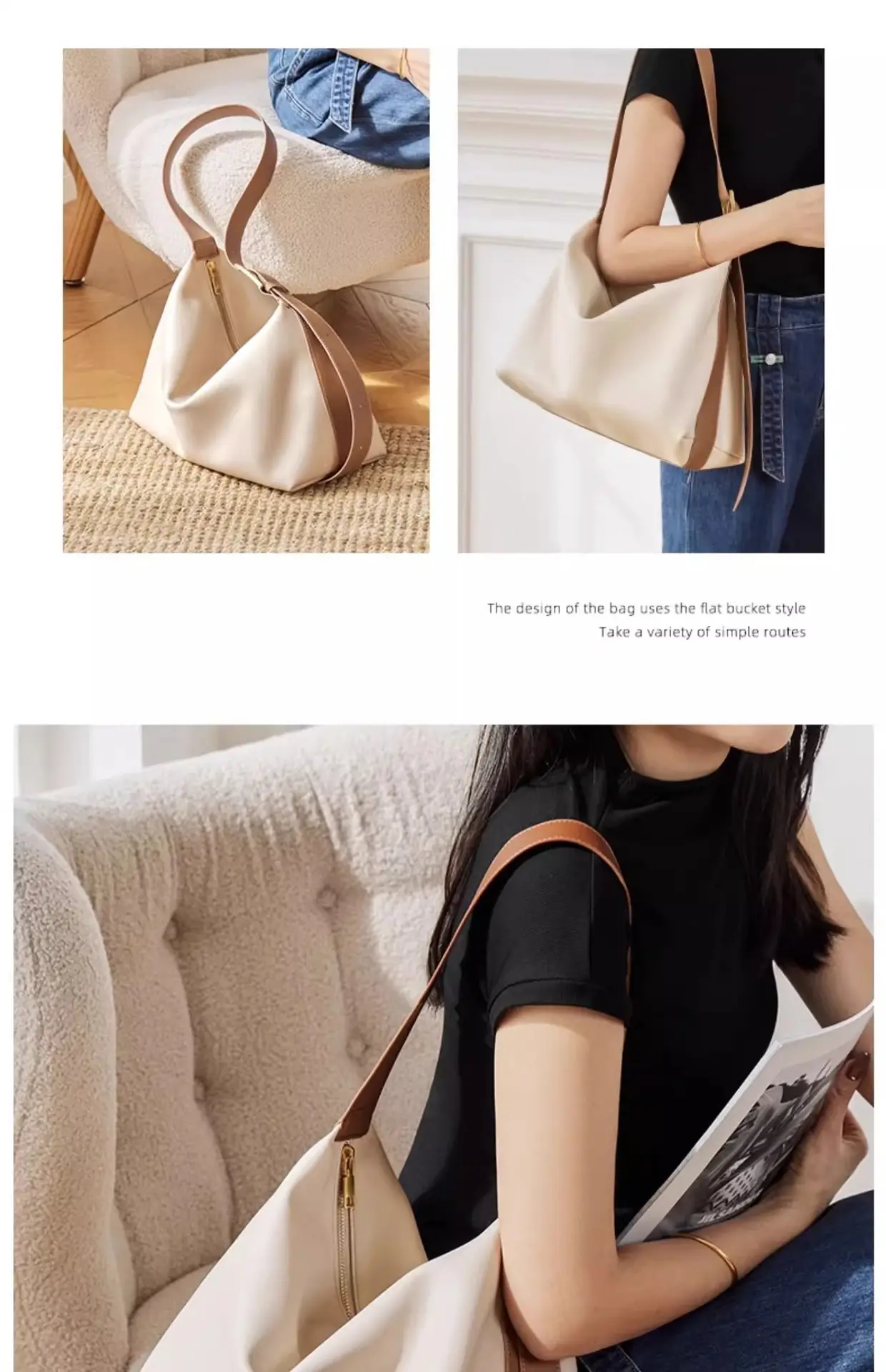 Women's Brown Leather Shoulder Bag with Crossbody Strap — feature 25