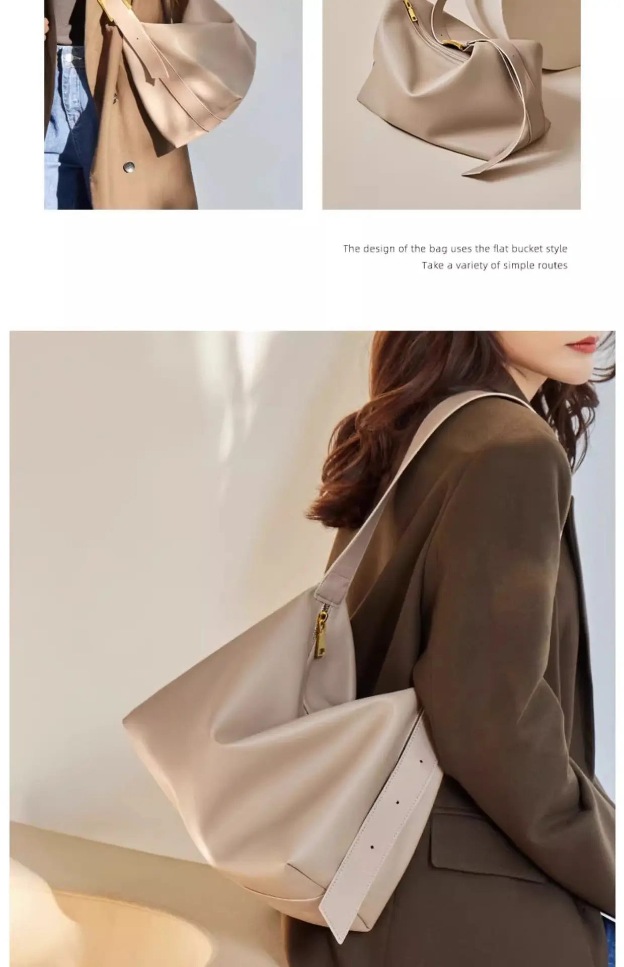 Women's Brown Leather Shoulder Bag with Crossbody Strap — feature 28