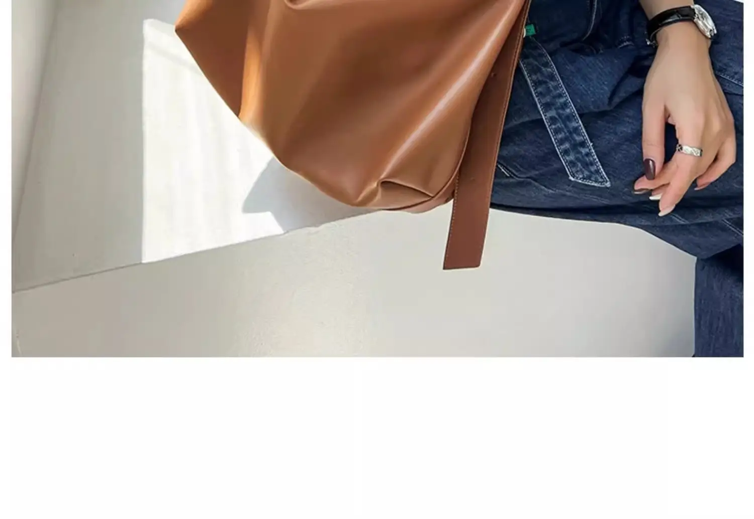 Women's Brown Leather Shoulder Bag with Crossbody Strap — feature 31