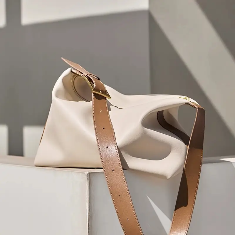 Women's Brown Leather Shoulder Bag with Crossbody Strap - Image 2