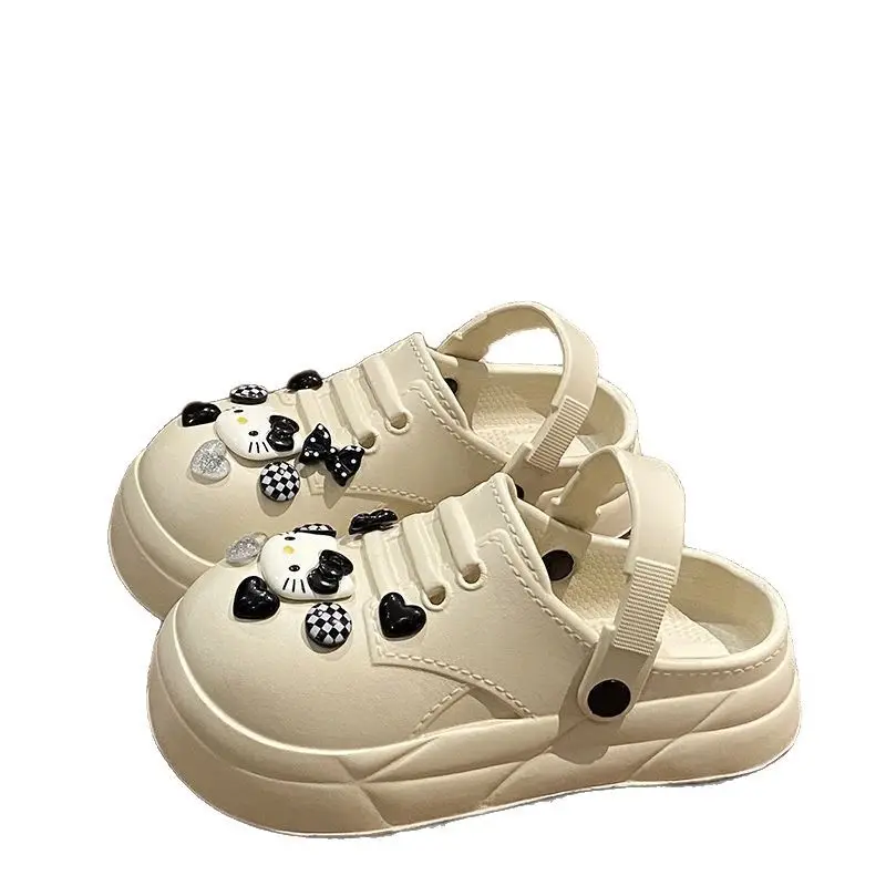Women Black EVA Heart Button Sandals Summer - Image 17