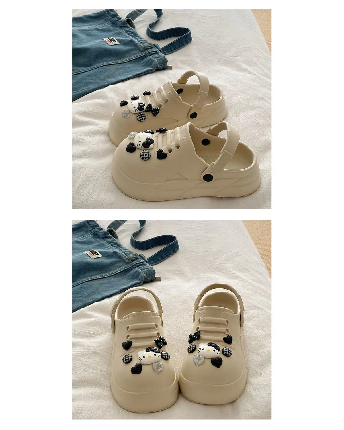 Women Black EVA Heart Button Sandals Summer — feature 13