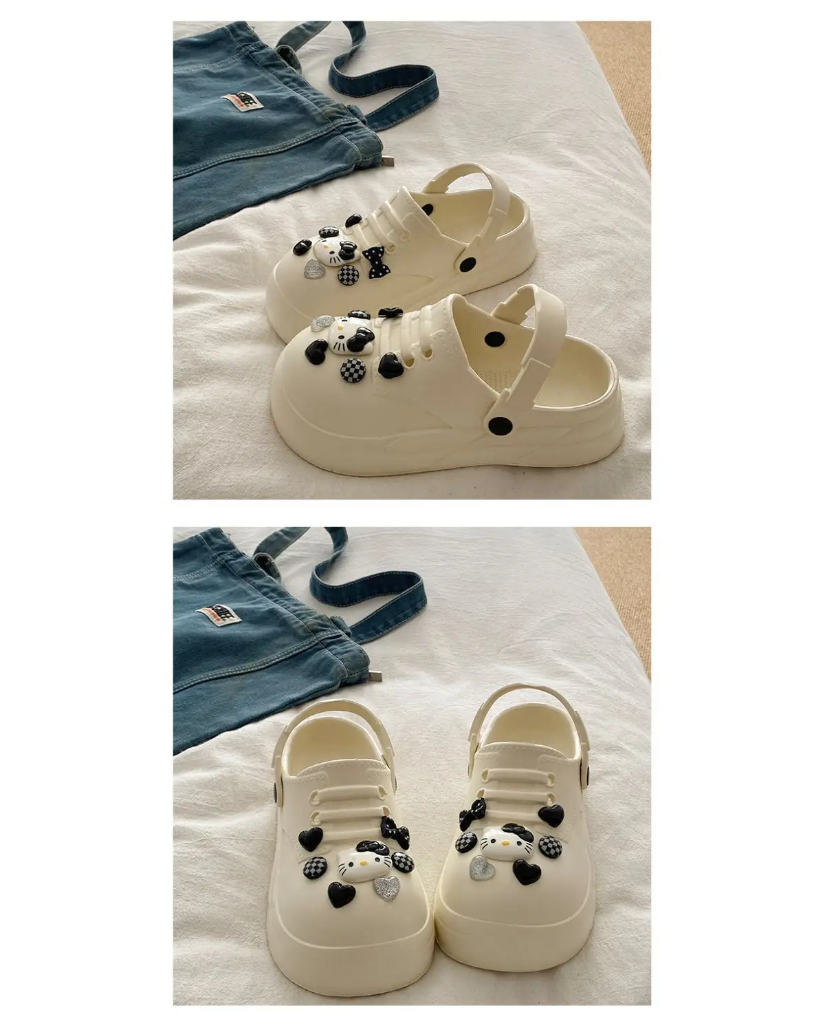 Women Black EVA Heart Button Sandals Summer — feature 14