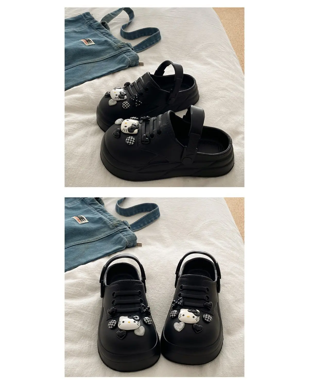 Women Black EVA Heart Button Sandals Summer — feature 15