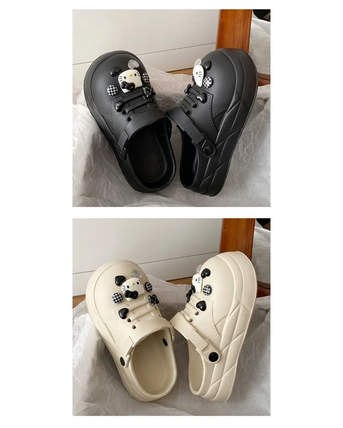 Women Black EVA Heart Button Sandals Summer — feature 16