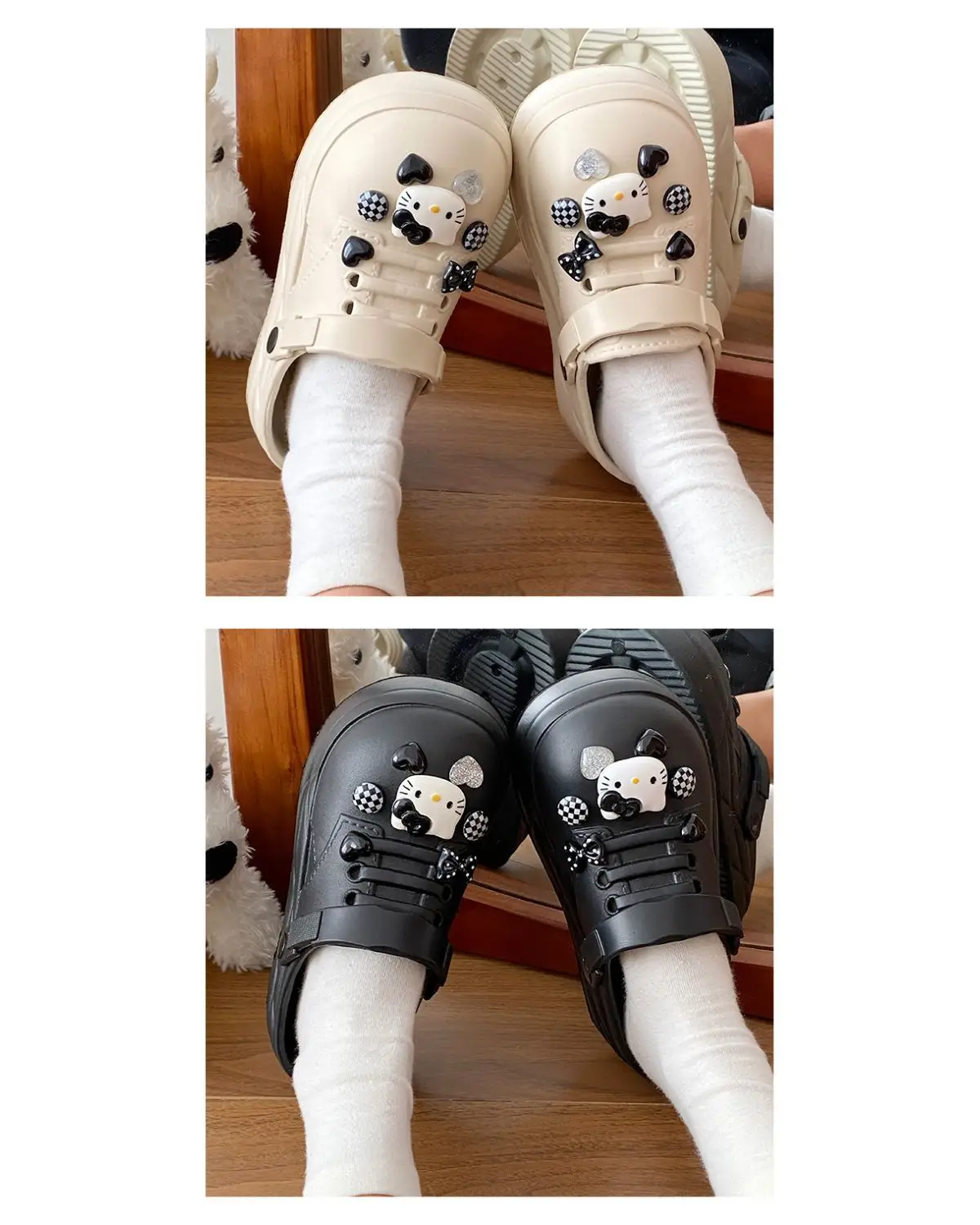 Women Black EVA Heart Button Sandals Summer — feature 18