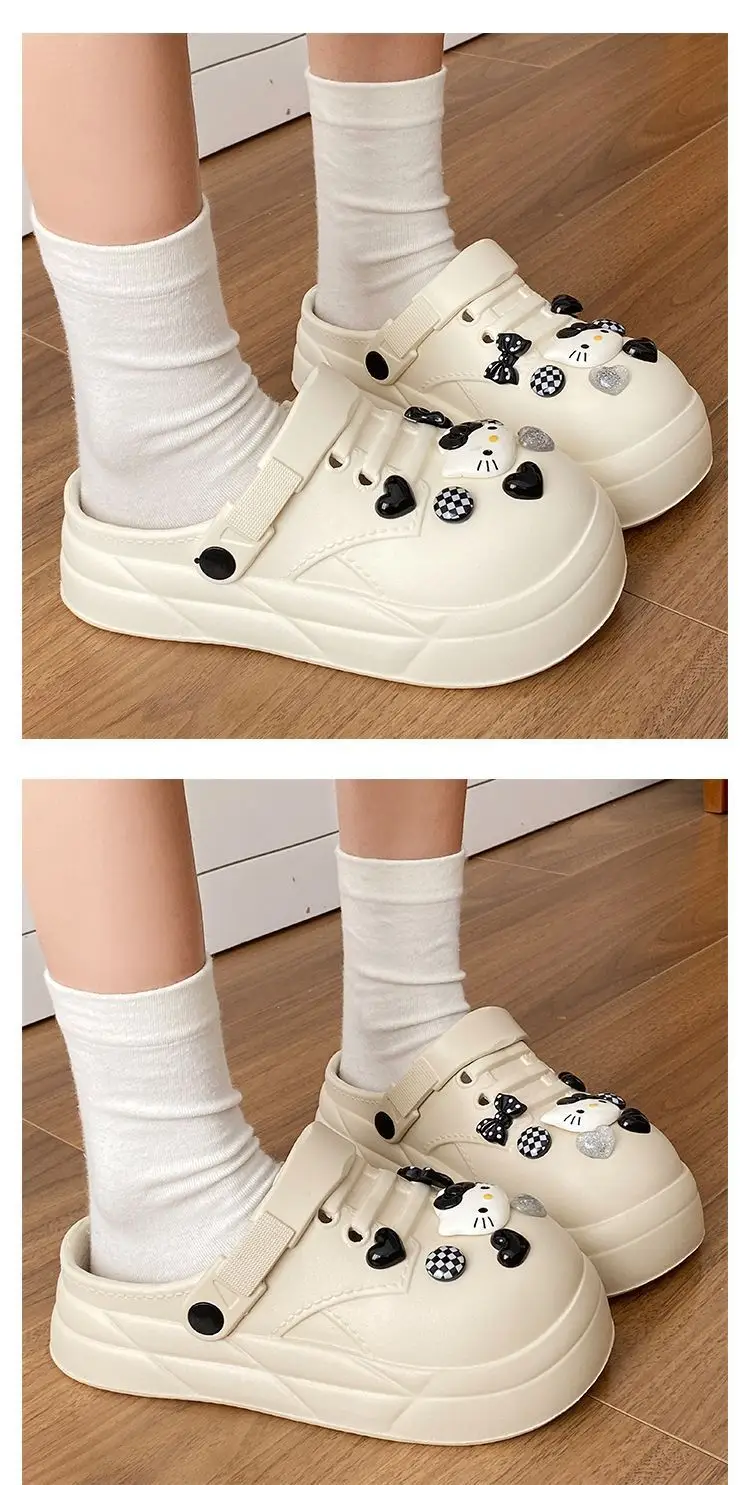 Women Black EVA Heart Button Sandals Summer — feature 19