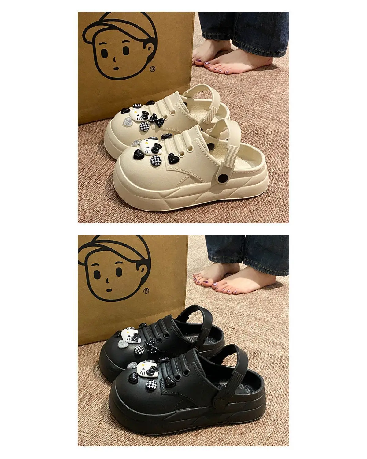 Women Black EVA Heart Button Sandals Summer — feature 21