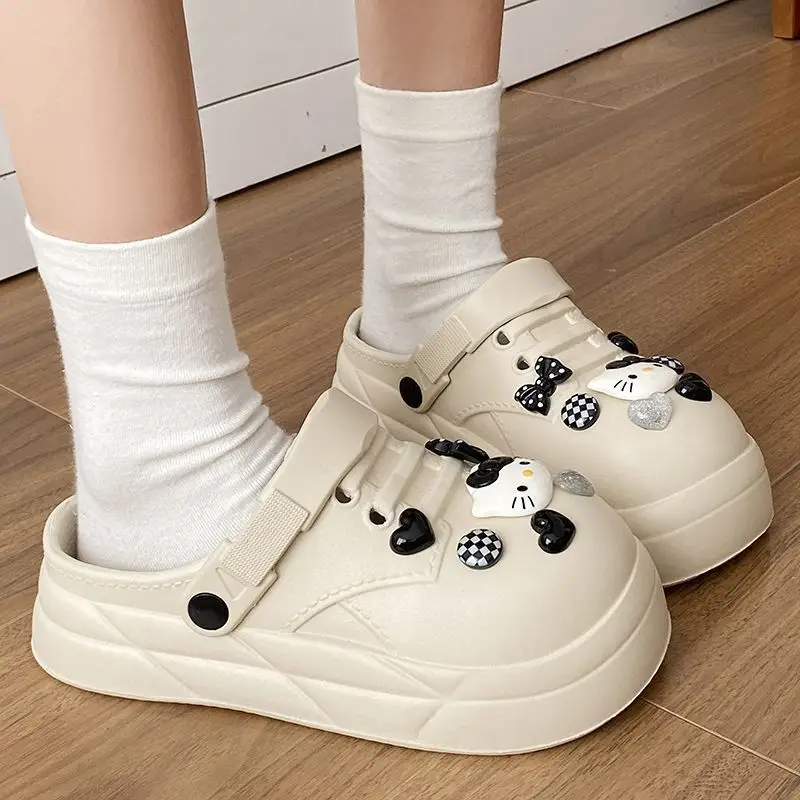 Women Black EVA Heart Button Sandals Summer — feature 32