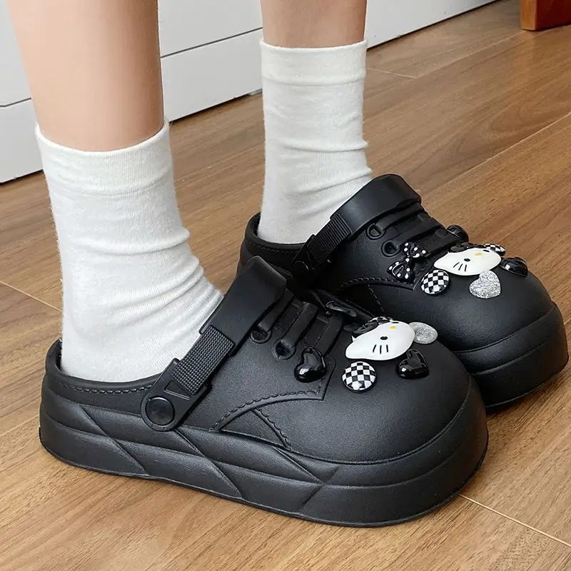 Women Black EVA Heart Button Sandals Summer — feature 33