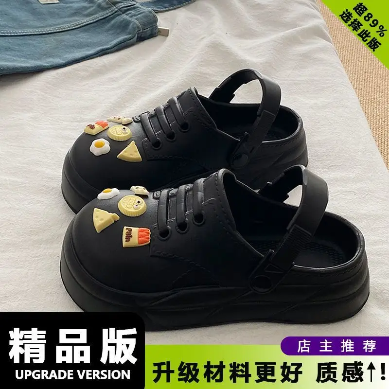 Women Black EVA Heart Button Sandals Summer - Image 11