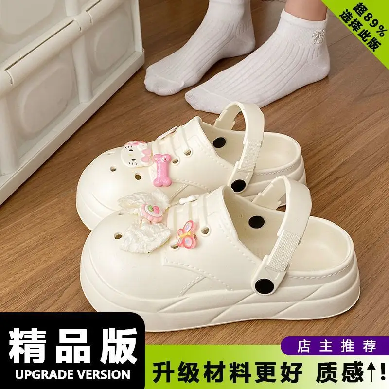 Women Black EVA Heart Button Sandals Summer - Image 4