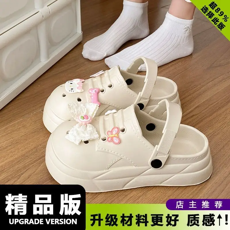 Women Black EVA Heart Button Sandals Summer - Image 6