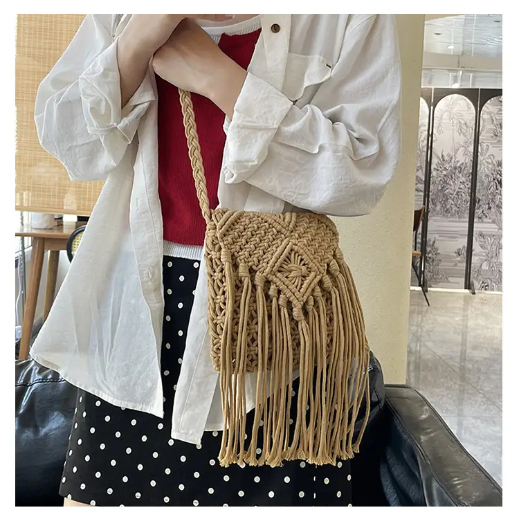 Pink Handmade Tassel Bag for Women — feature 11