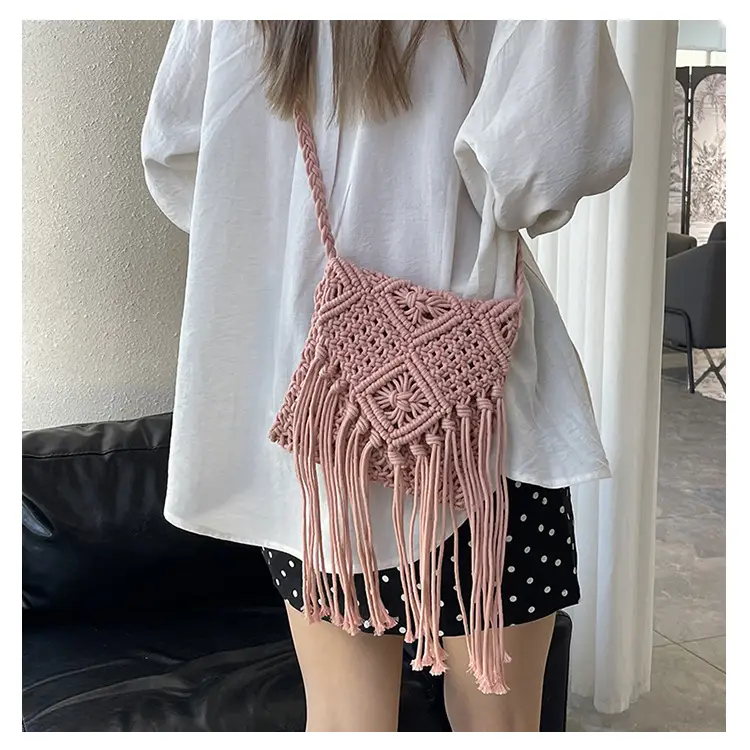 Pink Handmade Tassel Bag for Women — feature 9