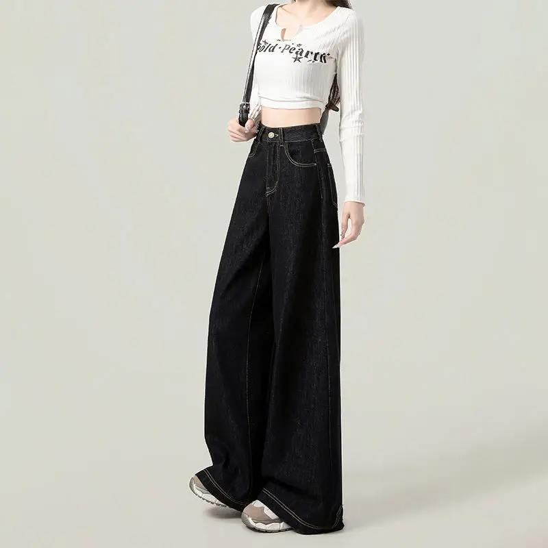 Dark Blue Wide Leg High Waist Jeans 2025 - Image 3