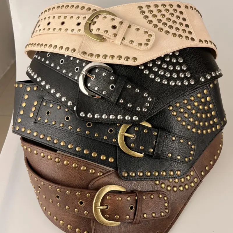 New Y2K Rivet Punk Wide Belt for Hot Girl Fashion
