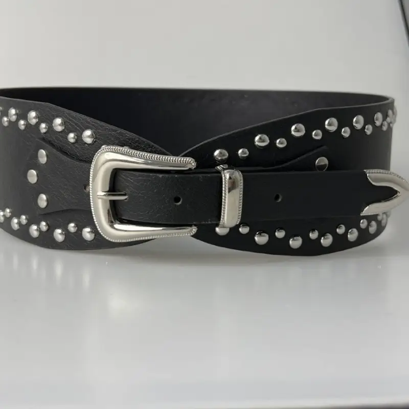 New Y2K Rivet Punk Wide Belt for Hot Girl Fashion