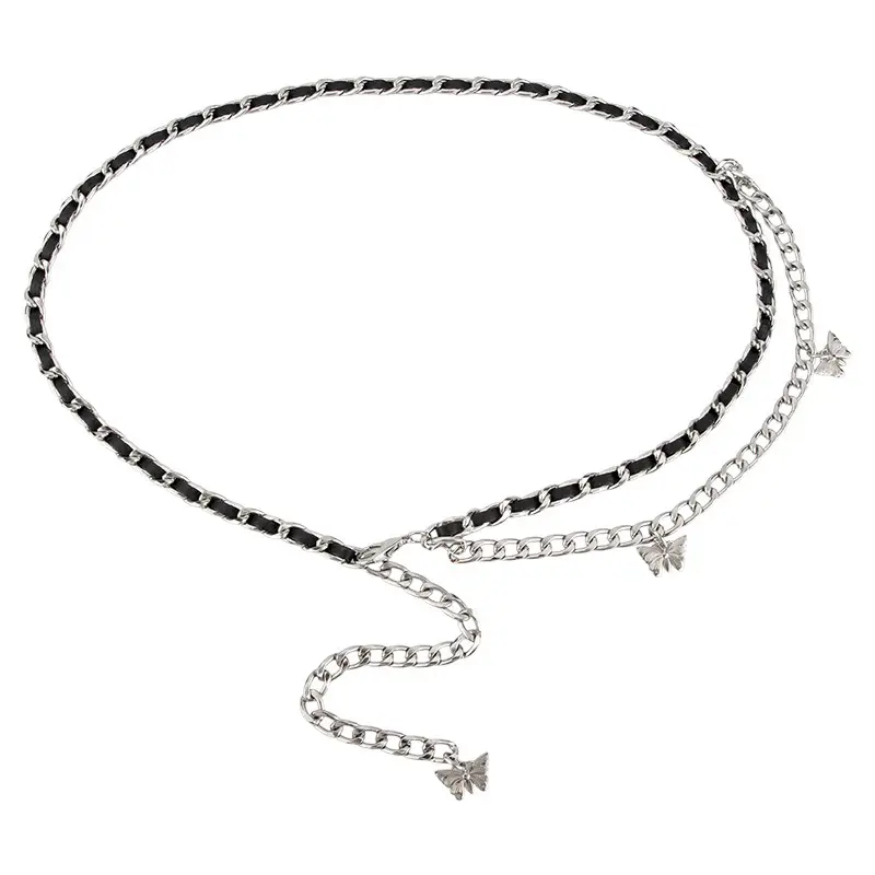 Women's Silver Metal Waist Chain Belt with Butterfly Decoration - Image 6