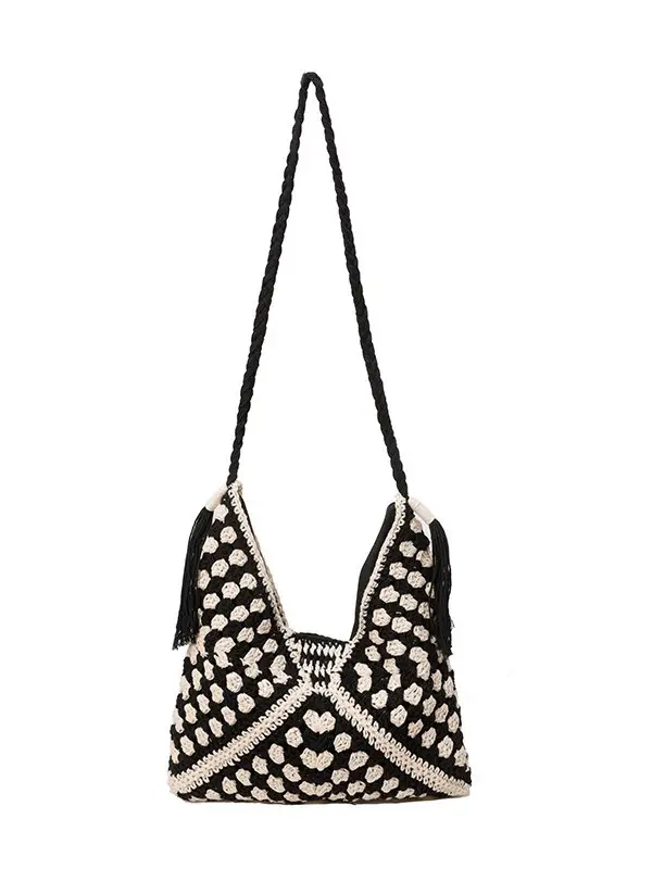 Women Crossbody Bag Beige Woven 2025 Summer - Image 9