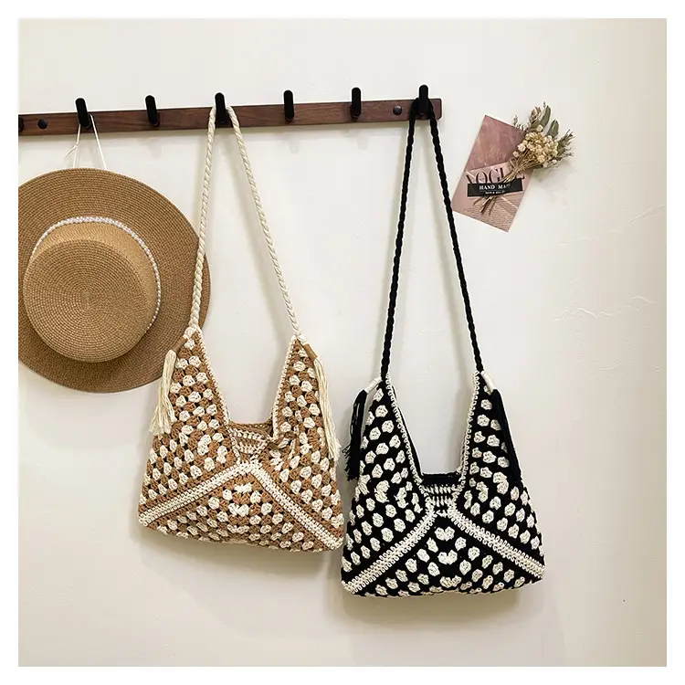 Women Crossbody Bag Beige Woven 2025 Summer — feature 1