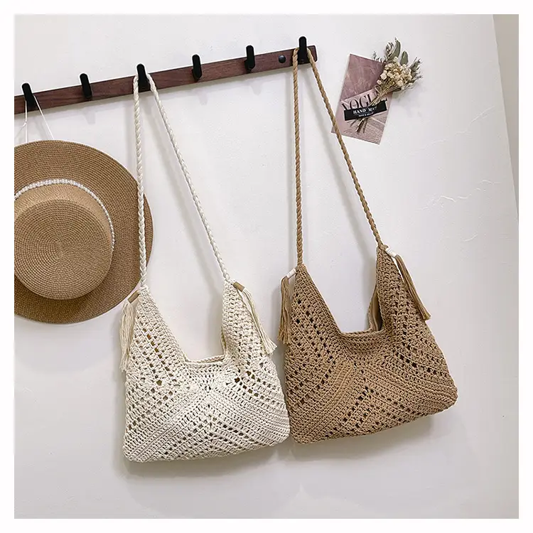 Women Crossbody Bag Beige Woven 2025 Summer — feature 2