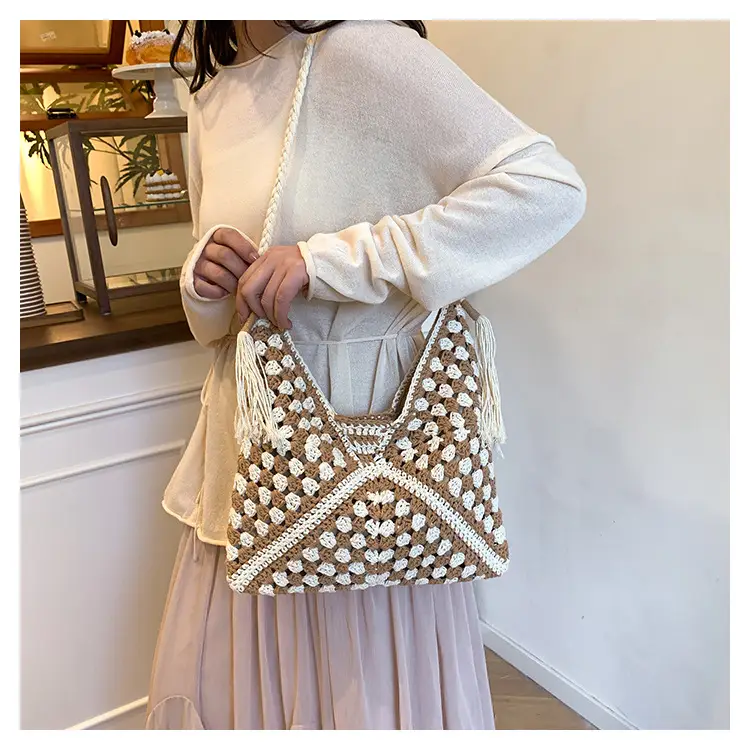 Women Crossbody Bag Beige Woven 2025 Summer — feature 21