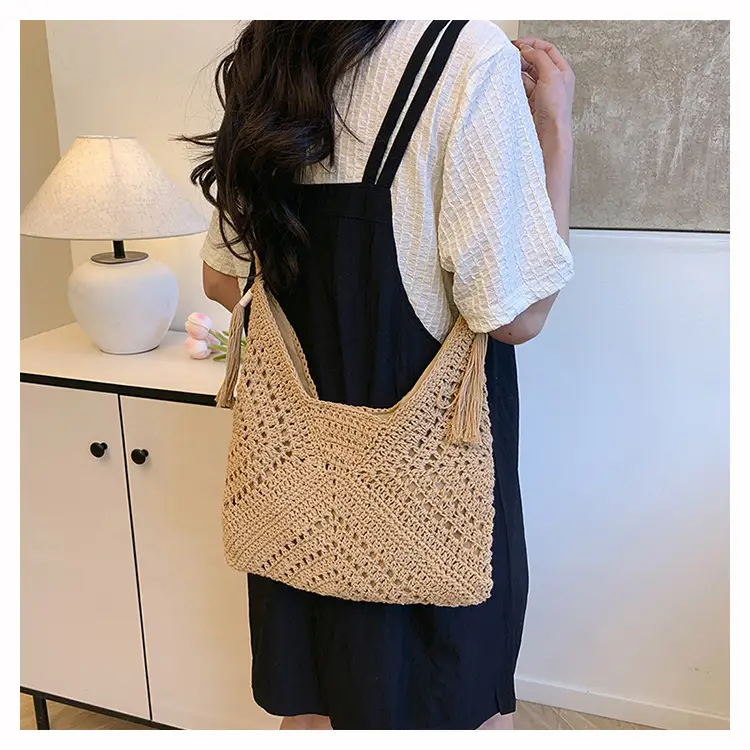 Women Crossbody Bag Beige Woven 2025 Summer — feature 24