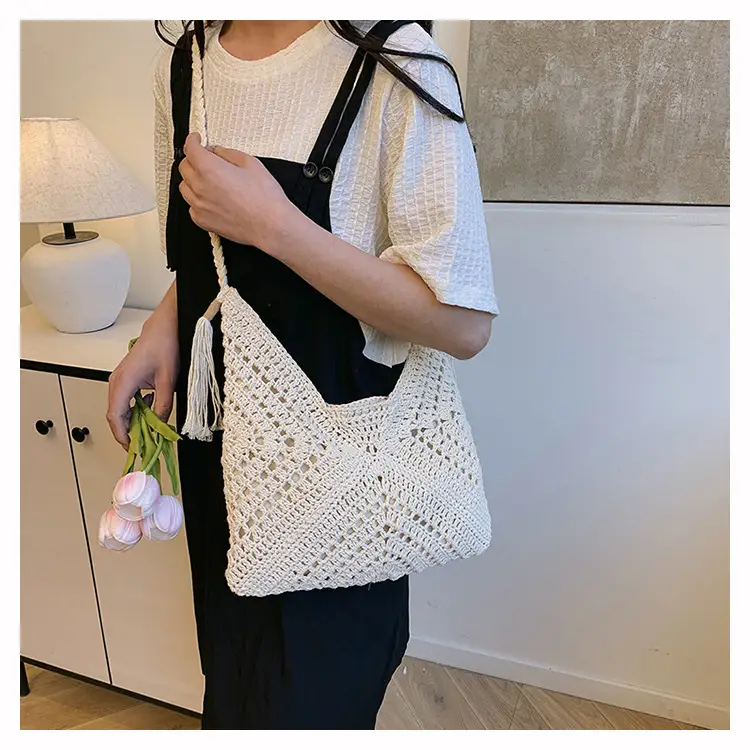 Women Crossbody Bag Beige Woven 2025 Summer — feature 26