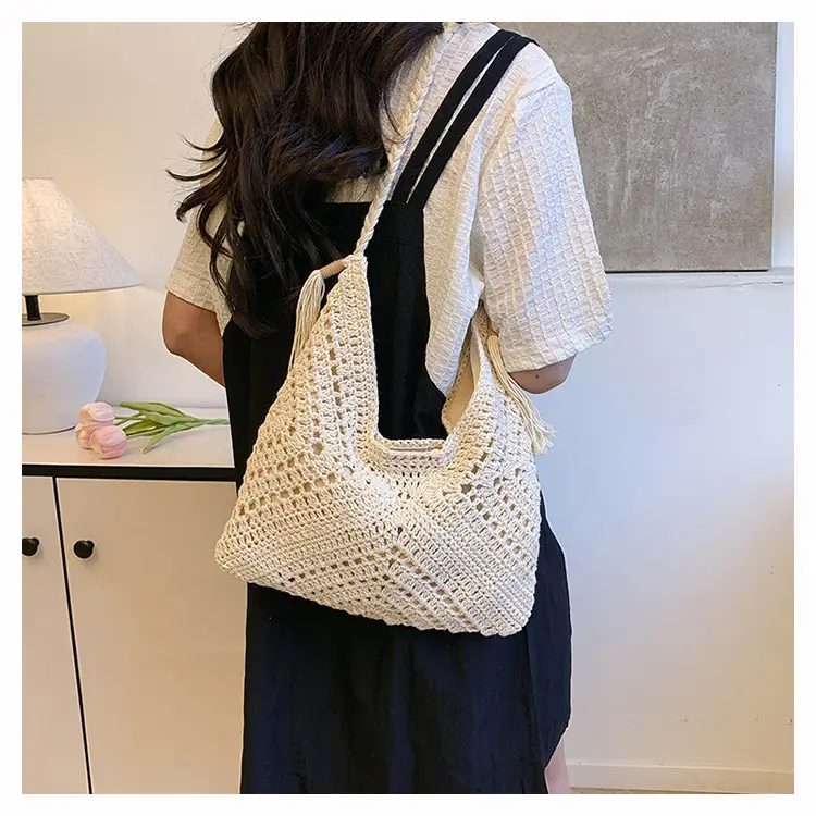 Women Crossbody Bag Beige Woven 2025 Summer — feature 28