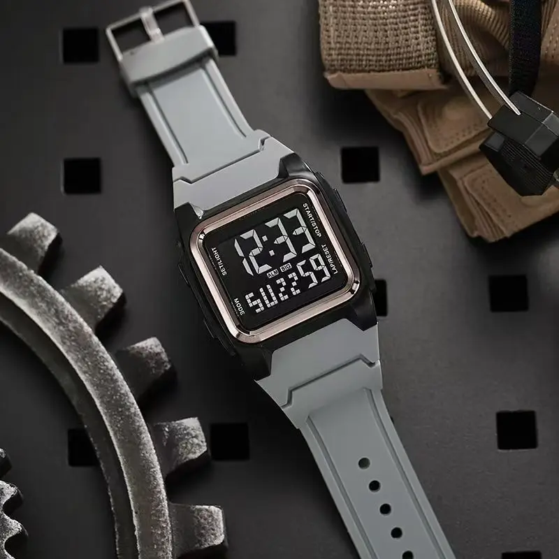 Men Square Digital Watch with Luminous Strap - Image 9