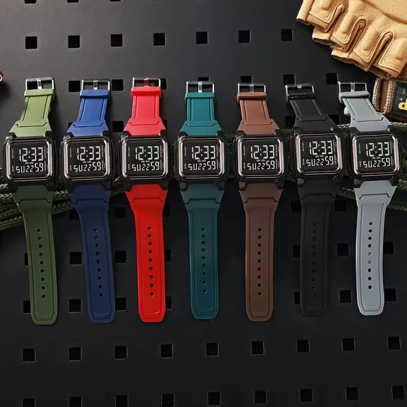 Men Square Digital Watch with Luminous Strap - Image 10