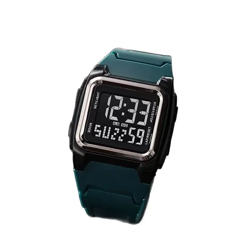 Men Square Digital Watch with Luminous Strap - Image 12