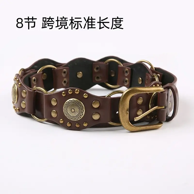 Retro Belt with Rivet Eyelet Stitching Wide Women's Belt - Image 6