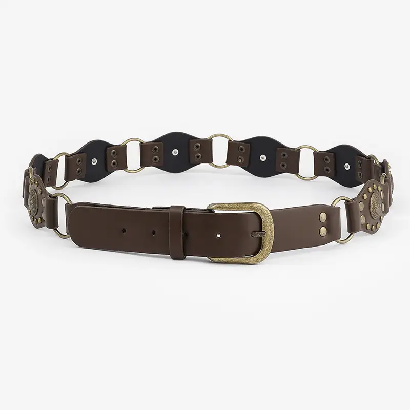Retro Belt with Rivet Eyelet Stitching Wide Women's Belt - Image 7