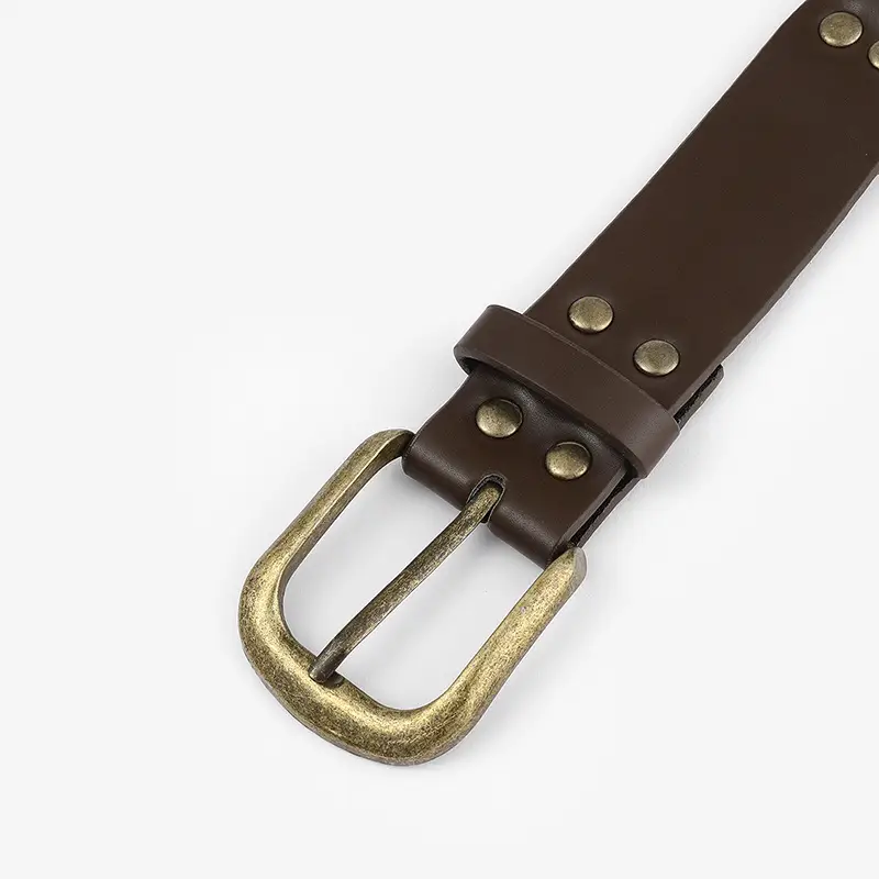 Retro Belt with Rivet Eyelet Stitching Wide Women's Belt — feature 3