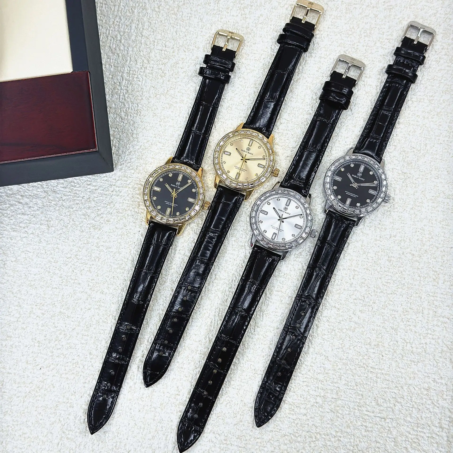 Gold Diamond Watch for Women Black Strap Luxury Fashion - Image 8