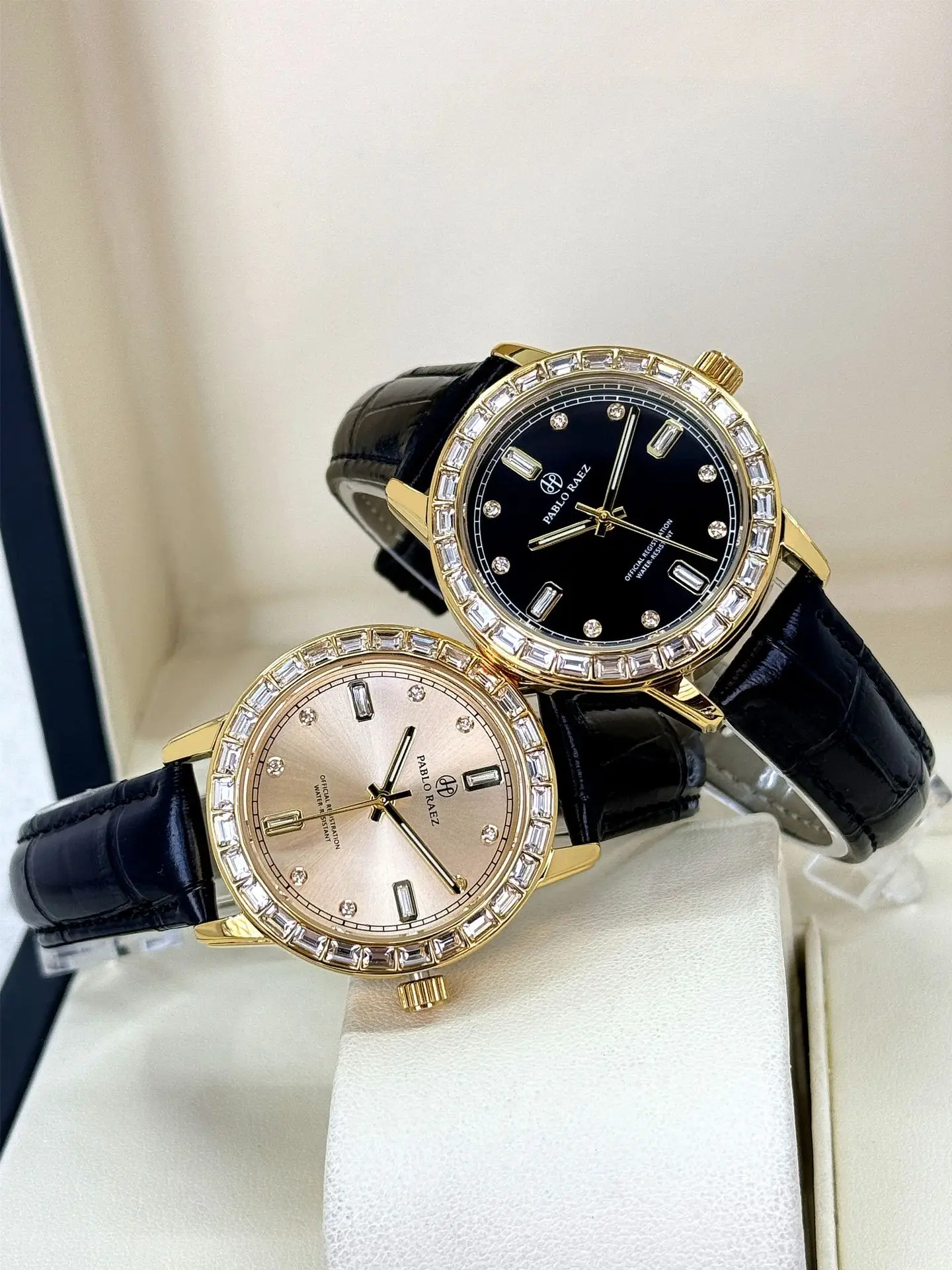Gold Diamond Watch for Women Black Strap Luxury Fashion — feature 16