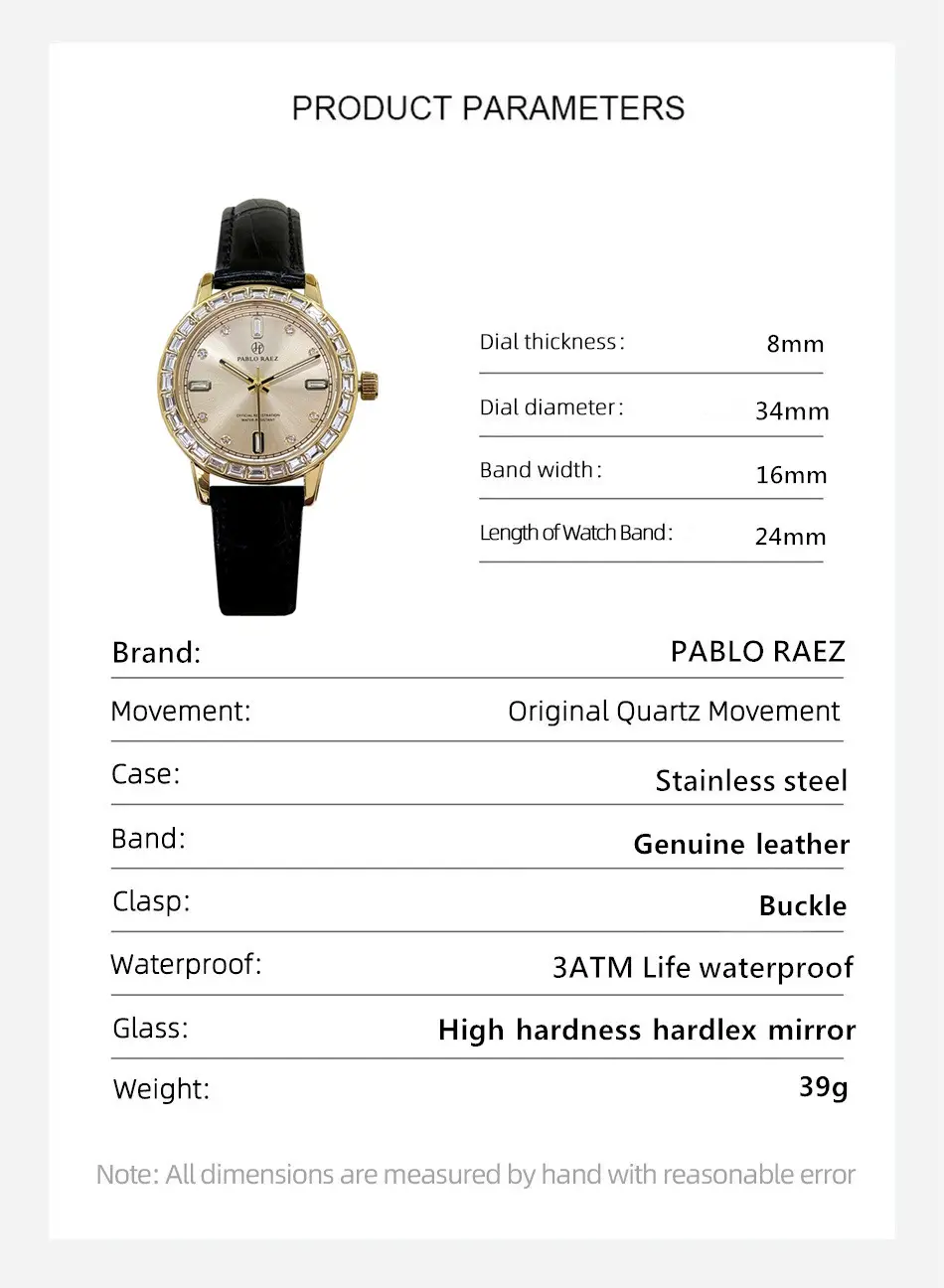 Gold Diamond Watch for Women Black Strap Luxury Fashion — feature 27