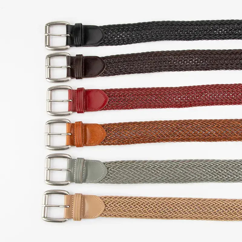Black Woven Women's Belt with Buckle