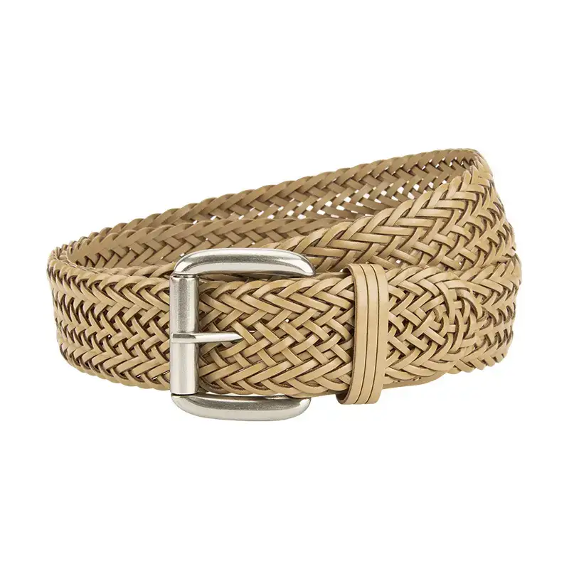 Black Woven Women's Belt with Buckle
