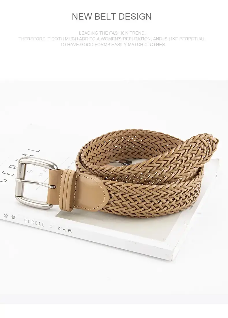 Black Woven Women's Belt with Buckle — feature 10