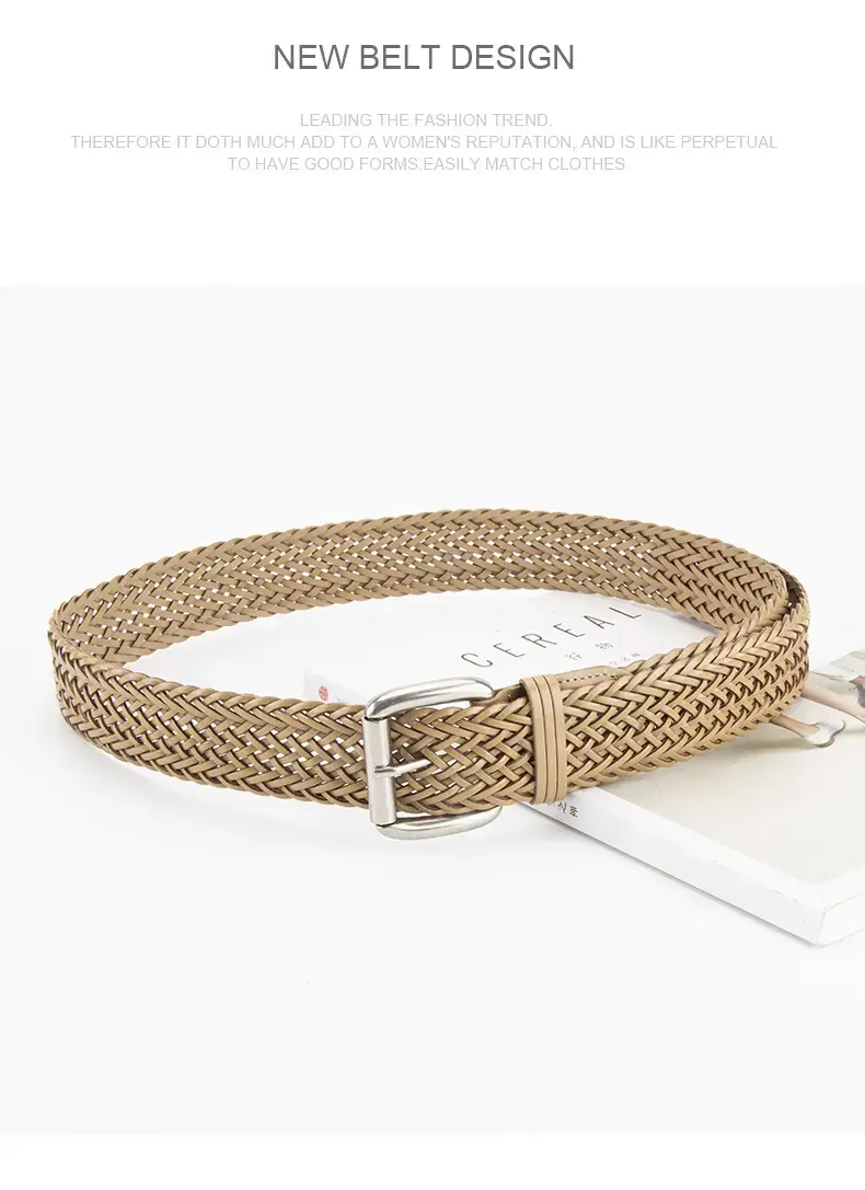 Black Woven Women's Belt with Buckle — feature 11