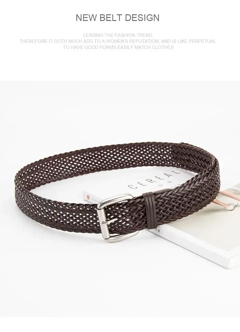 Black Woven Women's Belt with Buckle — feature 13