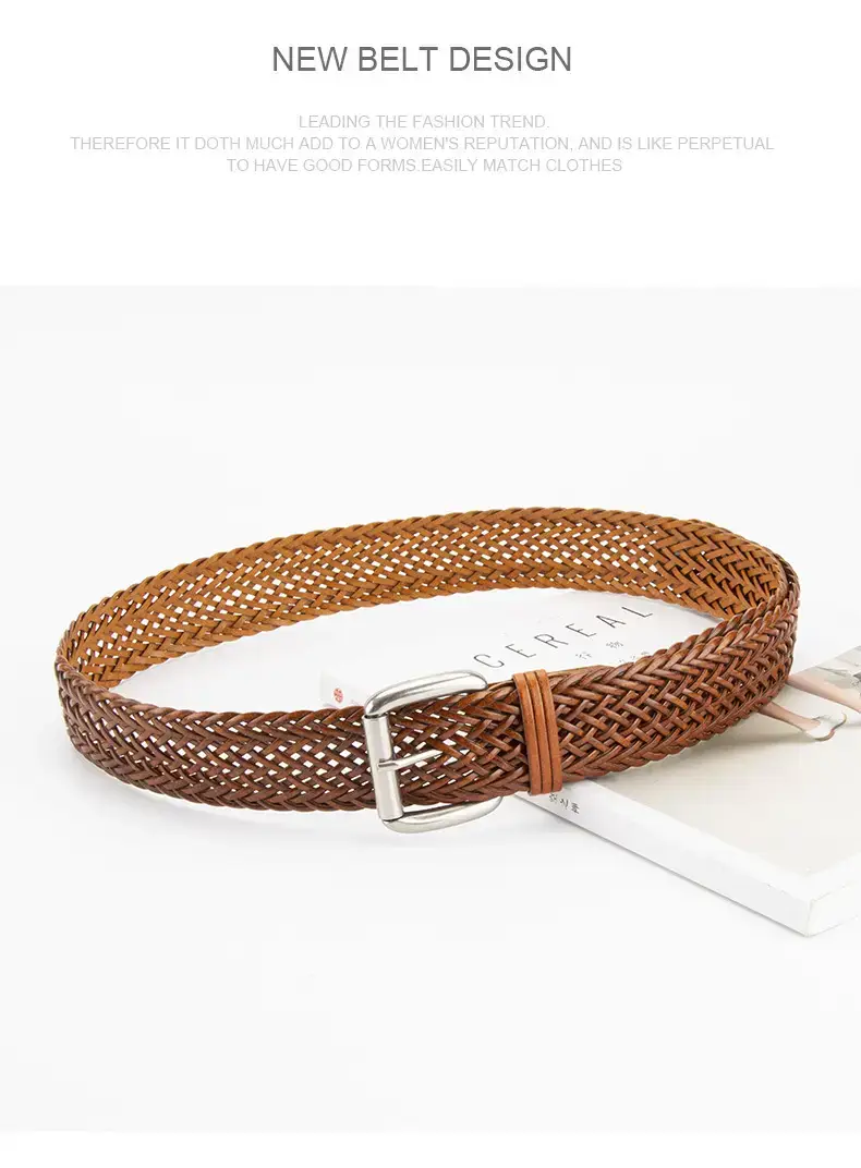 Black Woven Women's Belt with Buckle — feature 14