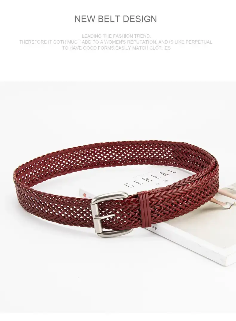 Black Woven Women's Belt with Buckle — feature 15
