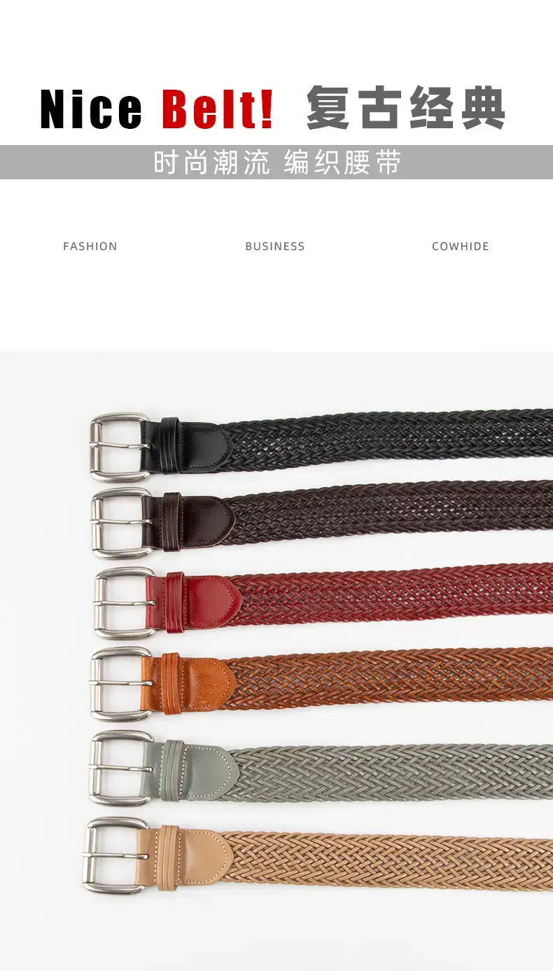 Black Woven Women's Belt with Buckle — feature 3