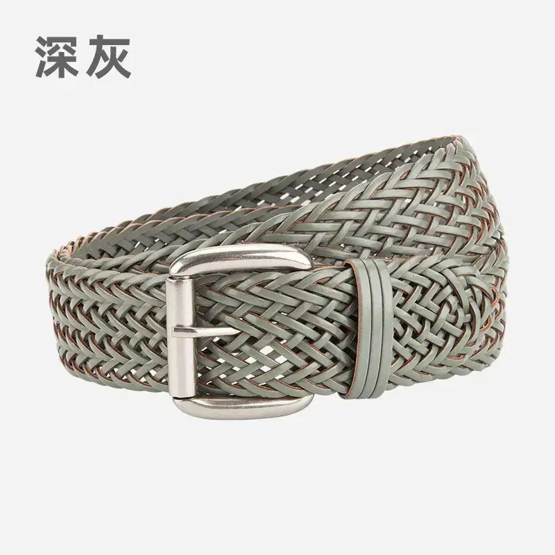 Black Woven Women's Belt with Buckle