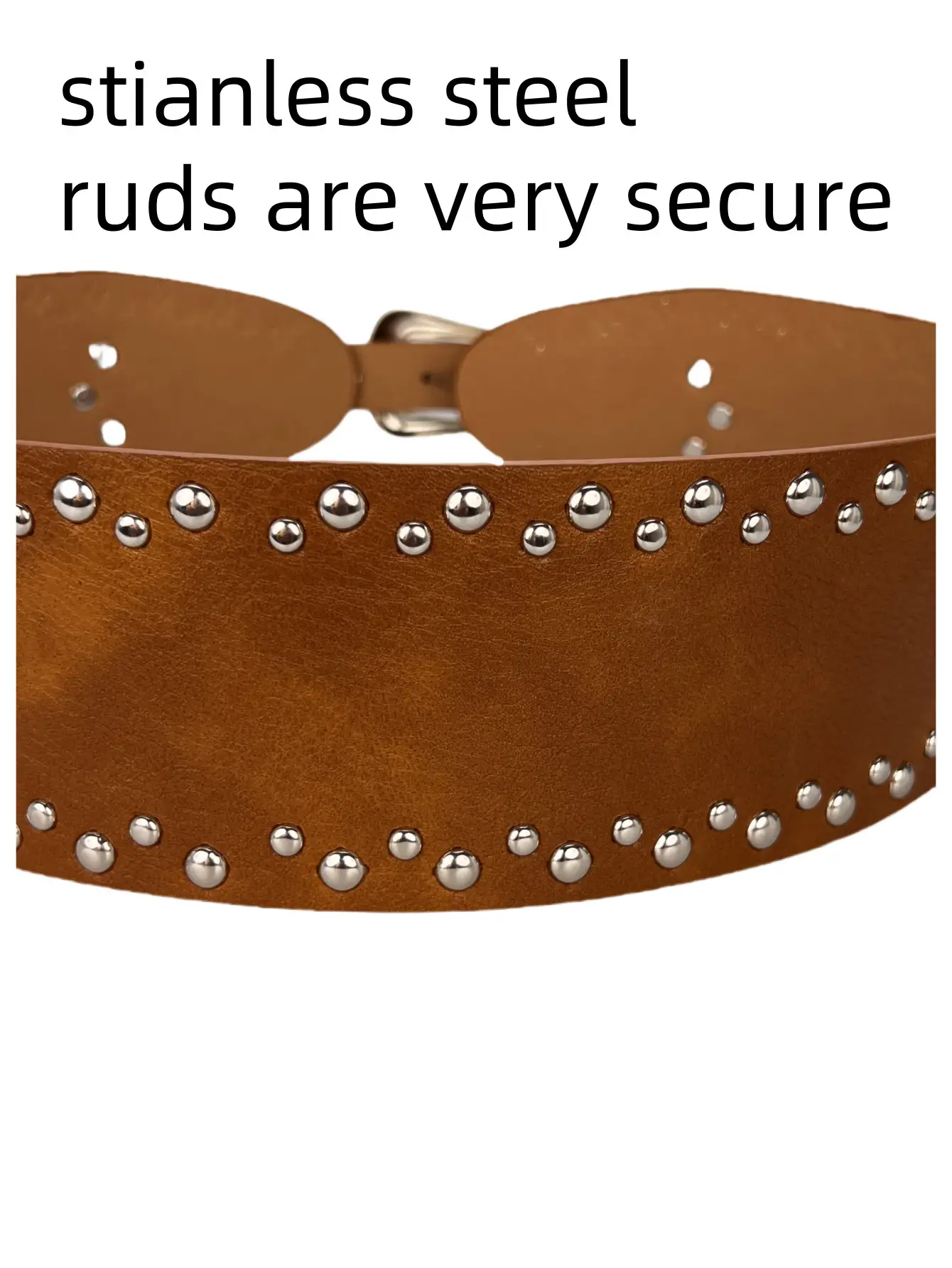 Black Rivet Belt for Girls, 195g, 8cm Width — feature 4