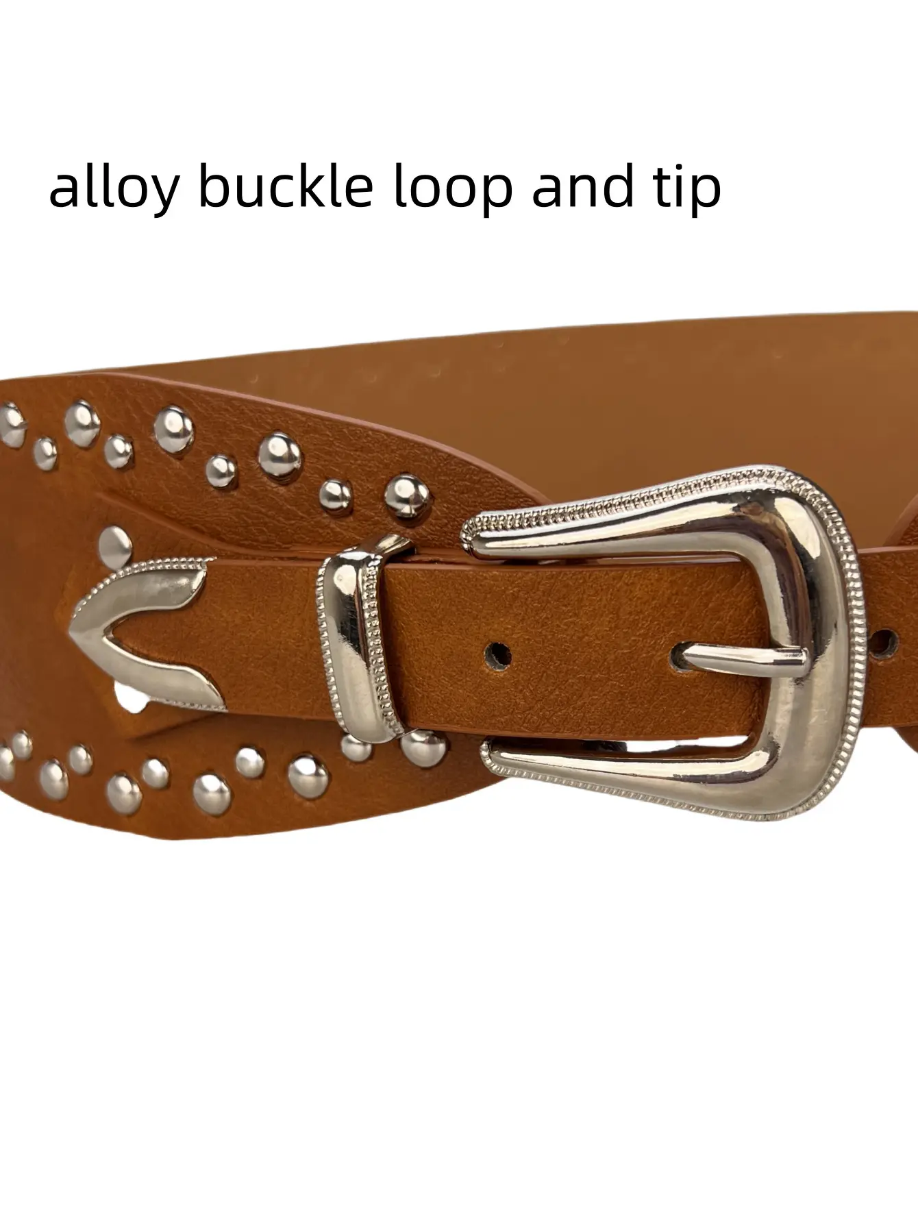 Black Rivet Belt for Girls, 195g, 8cm Width — feature 5